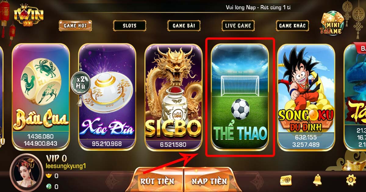 Chọn mục game cá cược Thể Thao