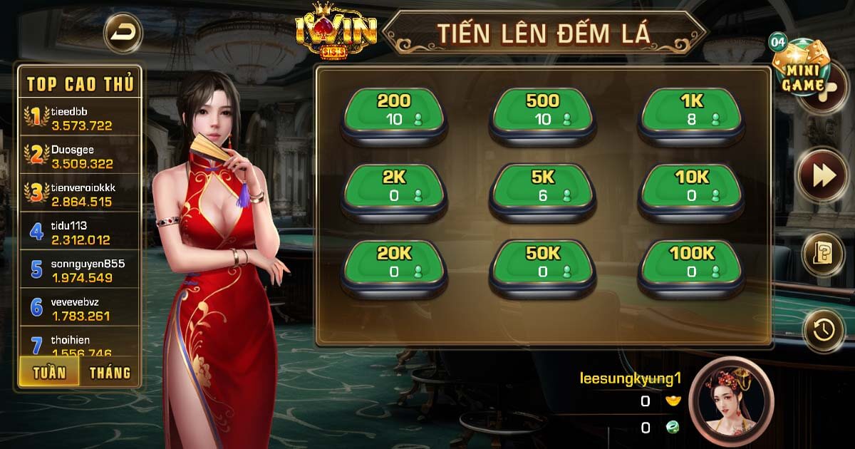 Chọn bàn chơi tiến lên tương ứng